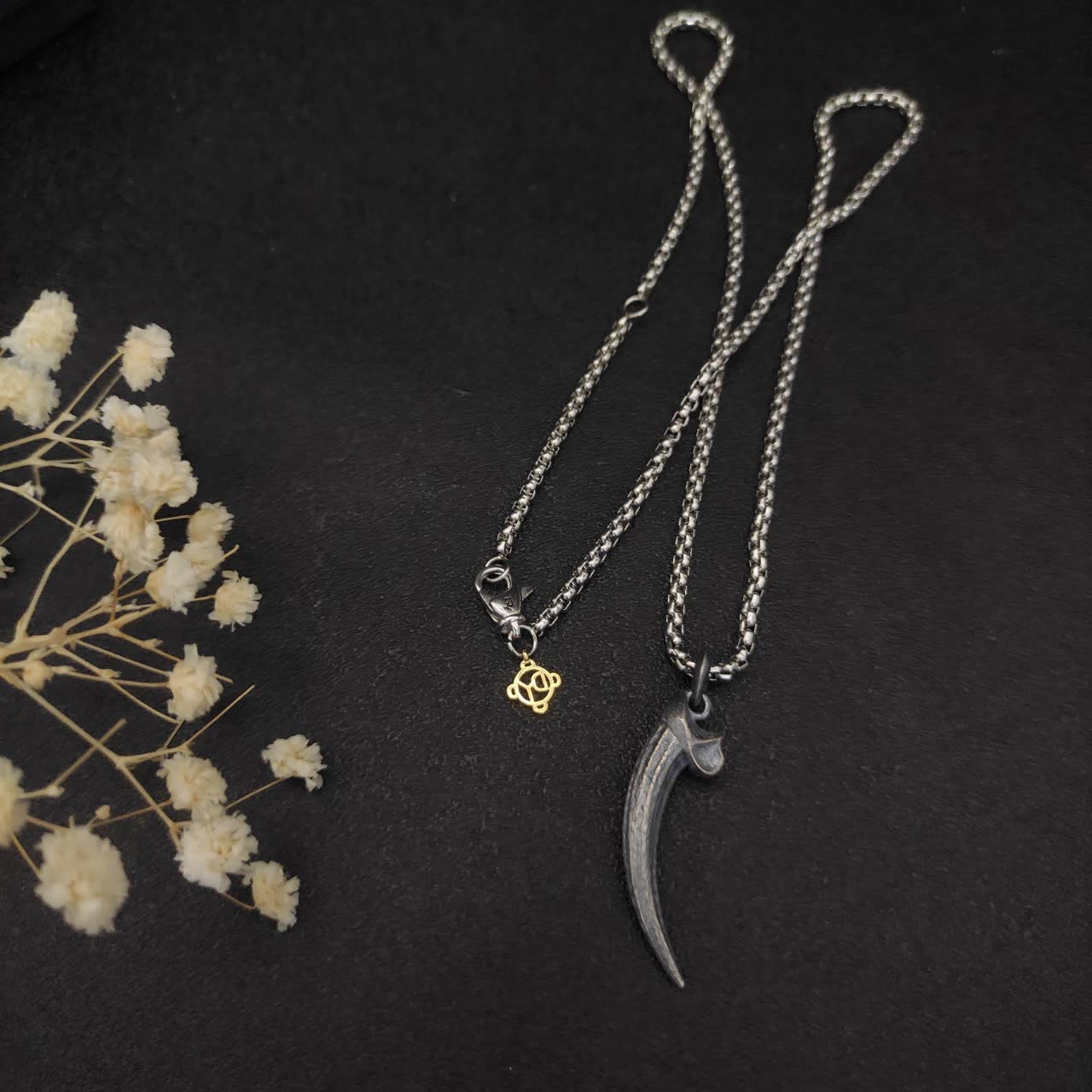 David Yurman Silver Horn Pendant Necklace